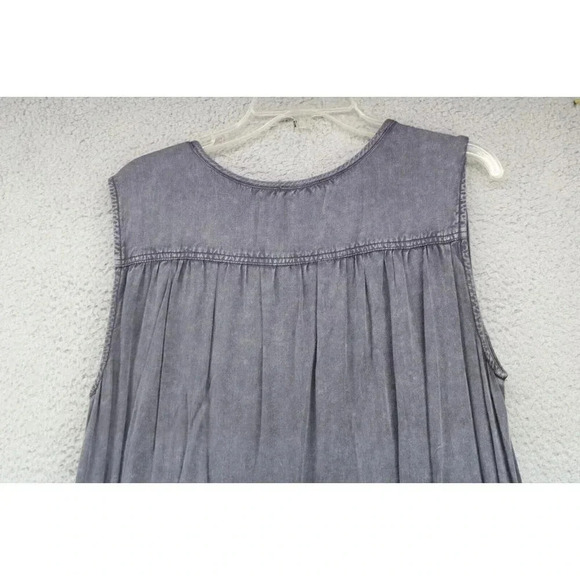Umgee Gray Sleeveless Acid Washed Dress-Size Medium-Pockets - Picture 6 of 7
